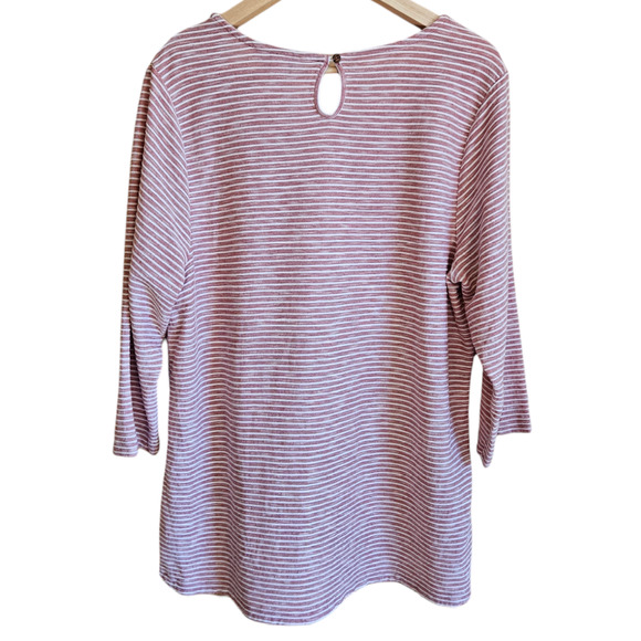 CJ Banks Women's 3/4 Sleeve Striped Pink Scoop Neck Blouse Size 1X - Picture 8 of 9